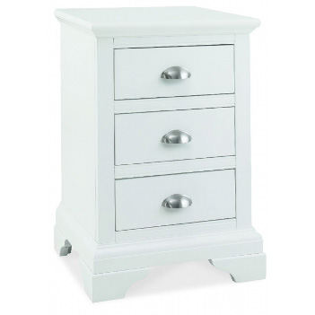 Hampstead white bedside 3 drawer by Bentley Designs.